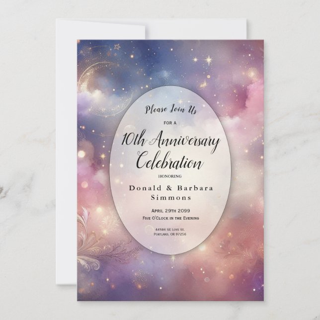 Invitación Cielos Cegadores de Polvo Estelar Celestial Cualqu (Anverso)