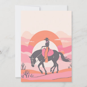 Invitación Cielos desérticos con gallina de la vaca montando 