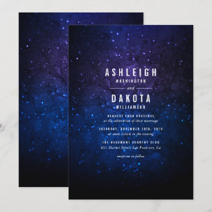Invitación Cielos y estrellas brillantes de medianoche Boda