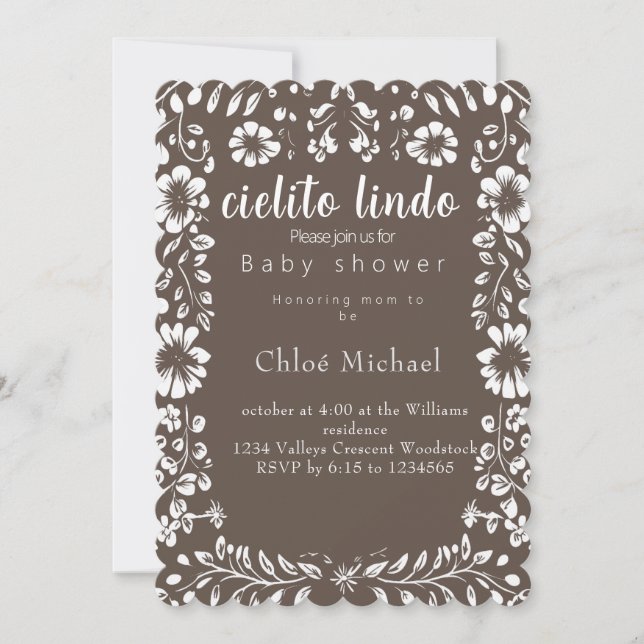 Invitación cielto lindo Papel picado bebé ducha (Anverso)