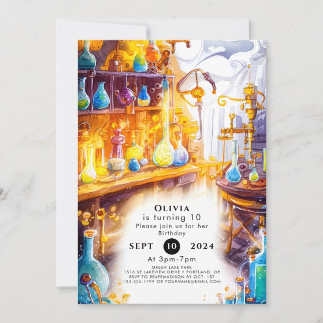 Invitación Científico experto simple mágico Cumpleaños (Anverso)