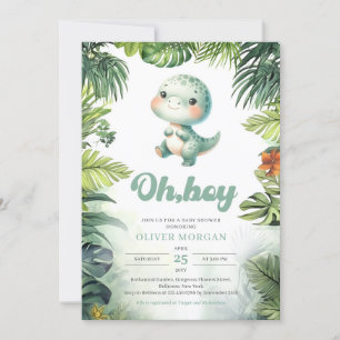 Invitación Ciento lindo dinosaurio Oh niño vegetación tropica