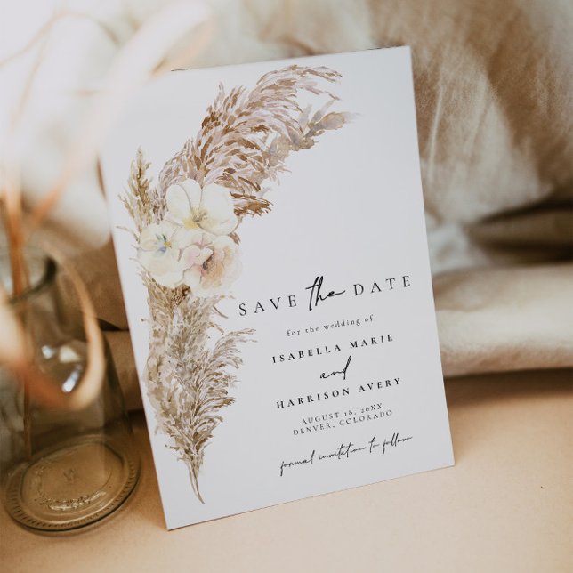 Invitación CIERA Boho Dry Pampas Grass Save the Date (Subido por el creador)