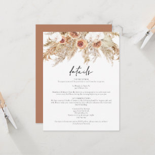 Invitación CIERA Boho Terracotta Floral Pampas Detalles Tarje