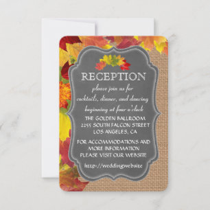 Invitación Cierre de recepción de boda de arpillera de otoño 