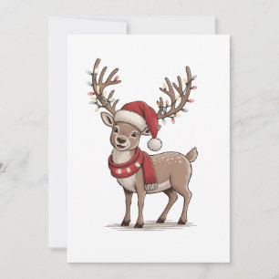 Invitación Ciervo Animal Navidad Ciervo Sombrero Santa Navida