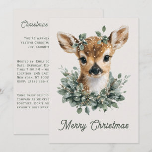 Invitación Ciervo Bebé Adorable Feliz Navidad – Ciervo de Acu