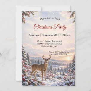 Invitación Ciervo de cola blanca elegante Navidad bosque