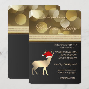 Invitación Ciervo de Navidad elegante con sombrero de Santa,