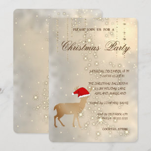 Invitación Ciervo de Navidad elegante con sombrero de Santa,