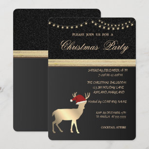 Invitación Ciervo de Navidad elegante con sombrero de Santa,