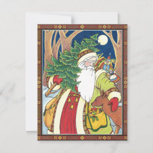 Invitación Ciervo de Santa Claus en el bosque, fiesta de Navi