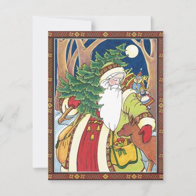Invitación Ciervo de Santa Claus en el bosque, fiesta de Navi (Anverso)