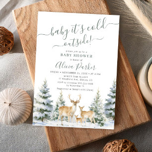 Invitación Ciervo del bosque bebé hace frío fuera baby shower