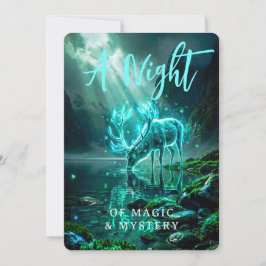 Invitación Ciervo Espíritu Cian Brillante Mágico Oscuro Fanta