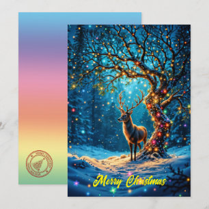 Invitación Ciervo festivo invernal lindo bosque de Navidad