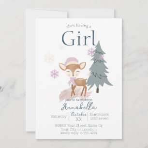 Invitación Ciervo hembra bebé adorable de invierno