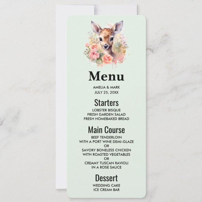 Invitación Ciervo Lindo Rodeado De Rosas (Anverso)