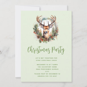 Invitación Ciervo marrón con cuernos Navidad rústica