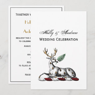 Invitación Ciervo Venado con Emblema de Cima Heráldica de Hel