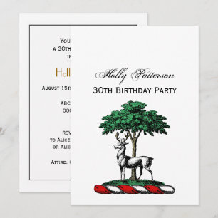 Invitación Ciervo Venado junto a Árbol Emblema del Crest Herá