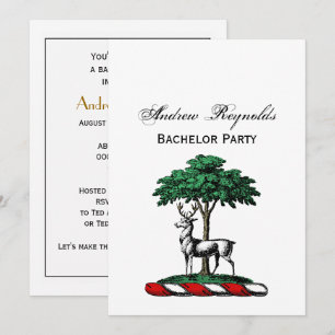 Invitación Ciervo Venado junto a un Árbol Emblema de la Crest