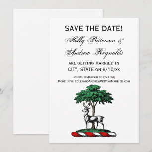 Invitación Ciervo Venado junto a un Árbol Emblema de la Crest
