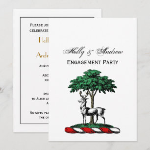 Invitación Ciervo Venado junto a un Árbol Emblema del Blasón