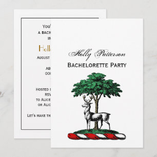 Invitación Ciervo Venado junto a un Árbol Emblema del Blasón