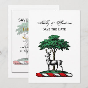 Invitación Ciervo Venado junto a un Árbol Emblema del Crest H