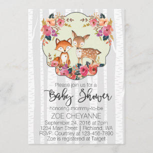 Invitación Ciervos y Fox Baby Shower del bebé del cuarto de