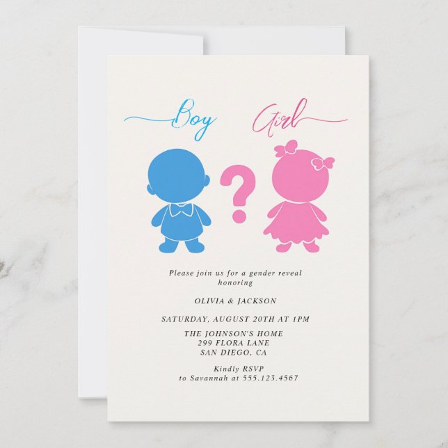 Invitación Cifras de Chica o de niño Fiesta de Revelación de  (Anverso)