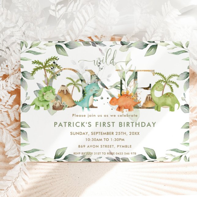 Invitación Cifras de dinosaurios ricas 1.ᵉʳ cumpleaños salvaj (Subido por el creador)