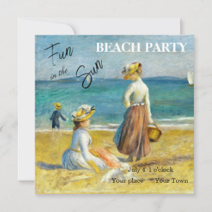 Invitación Cifras en la playa, Fiesta Renoir Vintage Beach