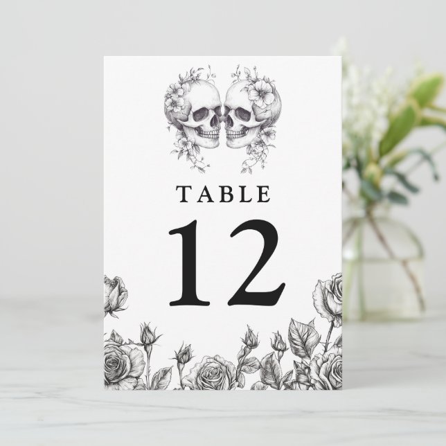 Invitación Cifras florales góticas Números de tabla (Anverso de pie)