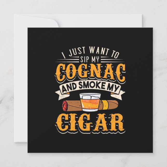 Invitación Cigar Lover | Mi Cognac Y Fumar Mi Cigar (Anverso)