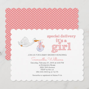 Invitación Cigüeña elegante con BABY SHOWER para bebés