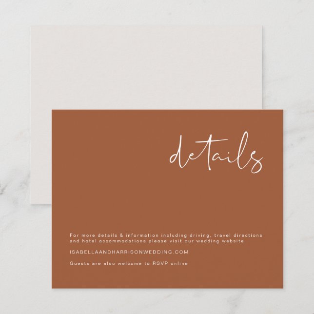 Invitación CILANTRO - Boho Naranja Quemado Detalle Mínimo Mod (Anverso / Reverso)