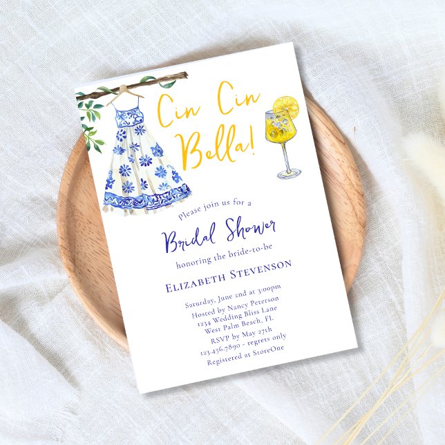 Invitación Cin Cin Bella Italia Saluda Hermosa Ducha Bridal (Subido por el creador)
