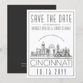 Invitación Cincinnati Boda Silueta Estilizada del Horizonte T