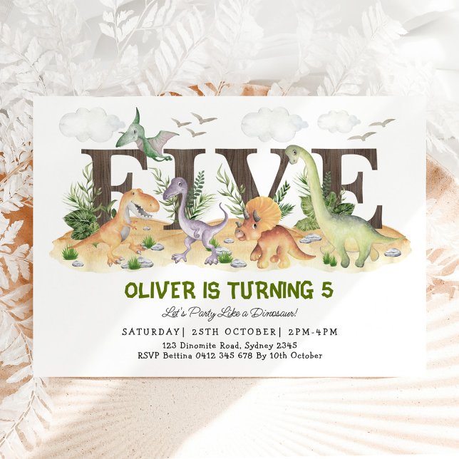 Invitación CINCO | Boy Dinosaurs 5ª fiesta de cumpleaños (Subido por el creador)