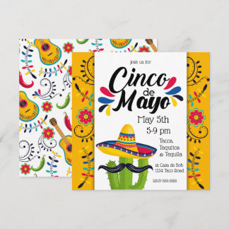 Invitación Cinco de Mayo Cactus Flores populares