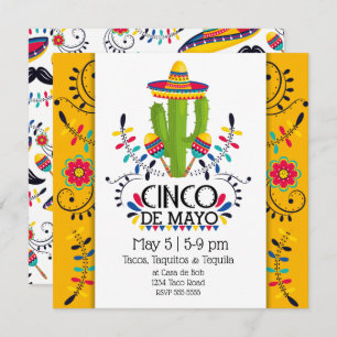 Invitación Cinco de Mayo Cactus Sombreros