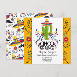 Invitación Cinco de Mayo Cactus Sombreros