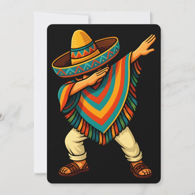 Invitación Cinco de Mayo Dabbing mexicano Poncho (Anverso)
