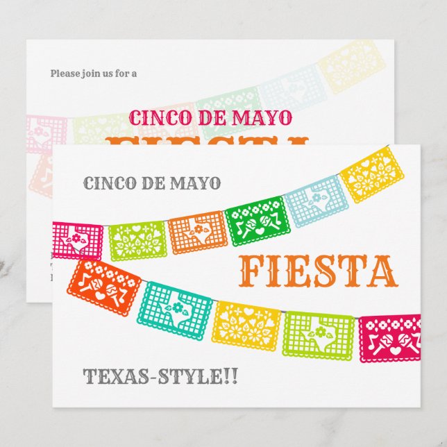 Invitación Cinco de Mayo Fiesta Texas (Anverso / Reverso)
