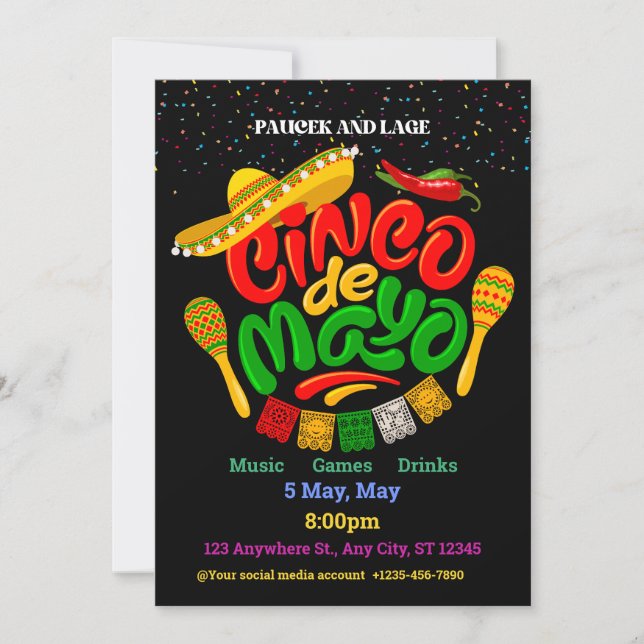 Invitación Cinco De Mayo Funny Fiesta Fiesta Mexicana (Anverso)