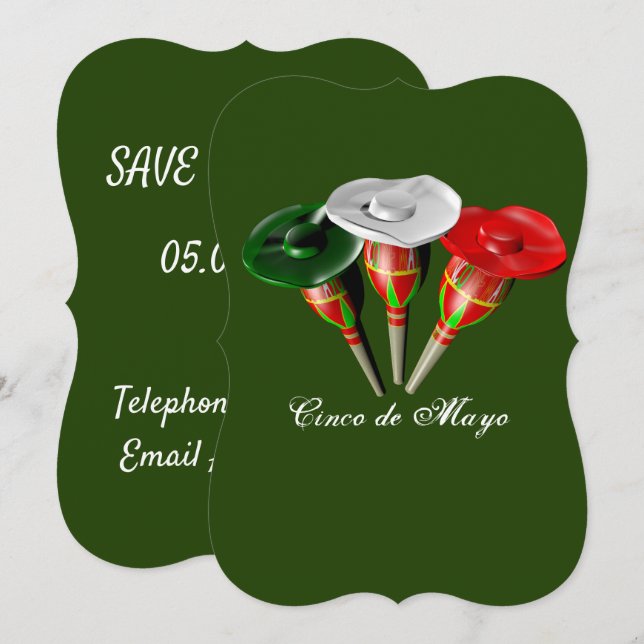 Invitación Cinco de Mayo, mexicano de la fiesta (Anverso / Reverso)
