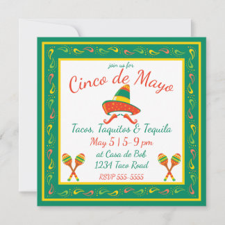 Invitación Cinco de Mayo Pimientos de Chili y Sombrero