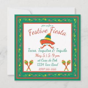 Invitación Cinco de Mayo Pimientos de Chili y Sombrero